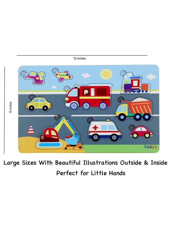 Fiddlys Fiddly'S Wooden Learning Educational Puzzle 12 Inch X 8 Inch Large Puzzle Toy For Kids & Children Age 4+ (Vehicles) - Image 4