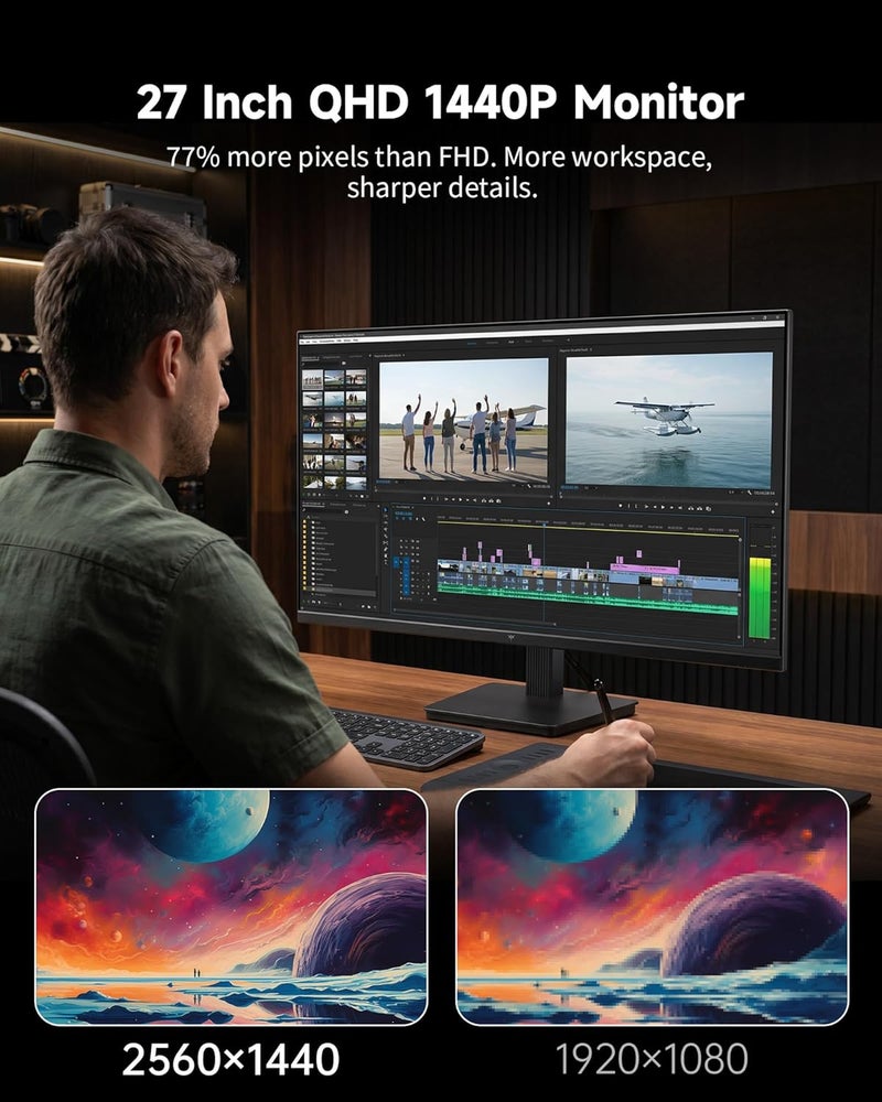 KTC 27 Inch QHD(2560 * 1440) 100Hz Computer Monitor - IPS Panel, Anti-Blue Light Screen, 100% High Color Gamut, 123% sRGB, Support FreeSync and GSync, PC Monitor for Casual Gaming and Working - Image 2