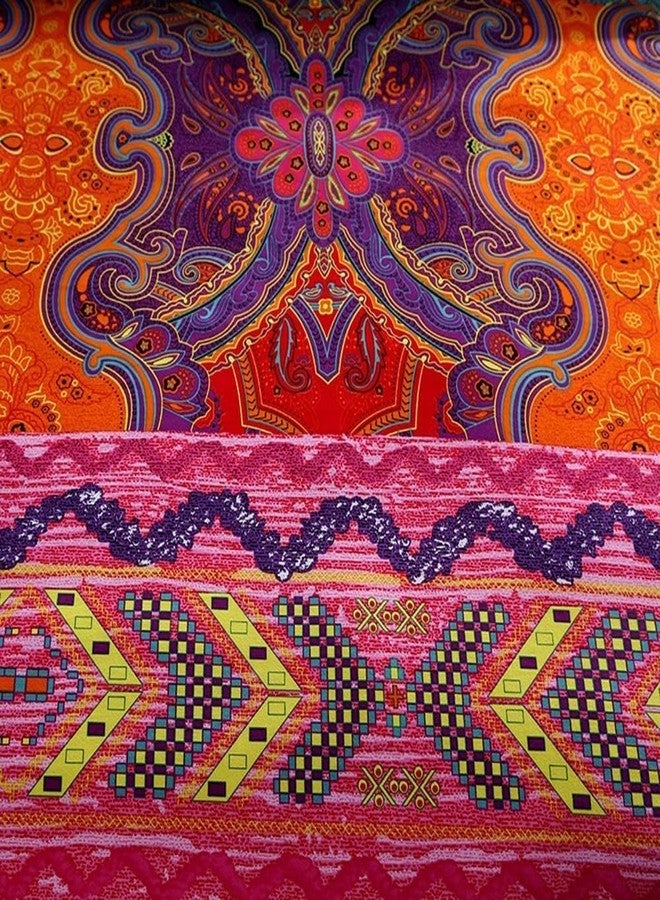BUPIRD Boho Full Size Comforter Set Soft Chic Boho Comforter Set 3 Pieces Lightweight Exotic Yellow Orange Bohemian Mandala Colorful Retro 1 Boho Comforter and 2 Pillowcases for All Seasons - Image 5