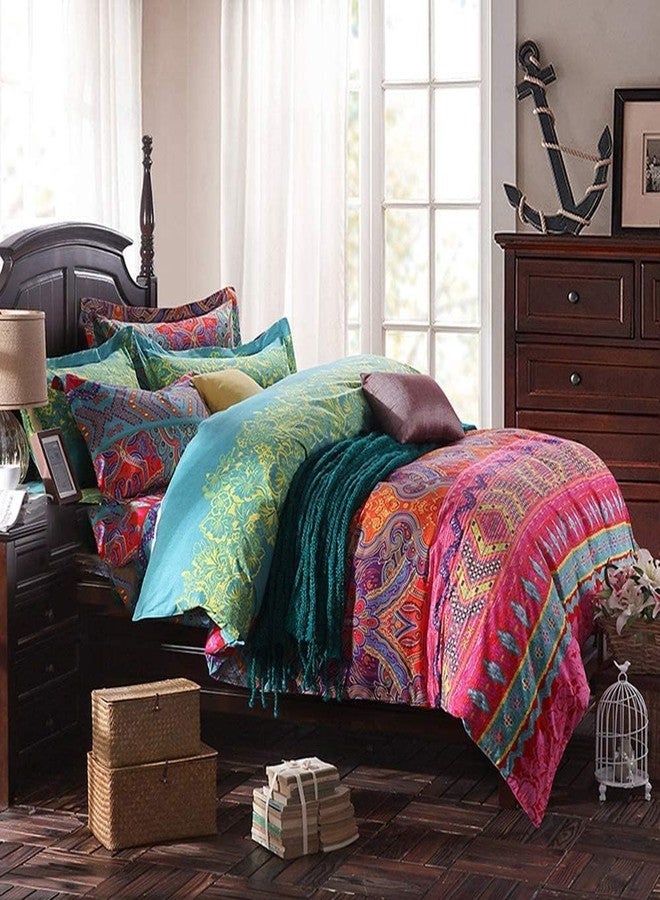 BUPIRD Boho Full Size Comforter Set Soft Chic Boho Comforter Set 3 Pieces Lightweight Exotic Yellow Orange Bohemian Mandala Colorful Retro 1 Boho Comforter and 2 Pillowcases for All Seasons - Image 2