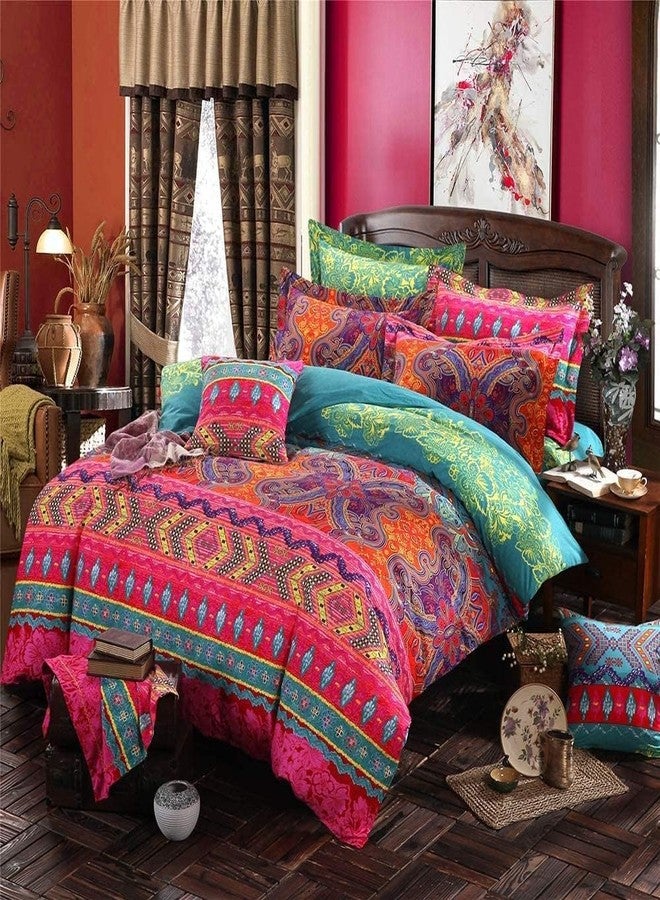 BUPIRD Boho Full Size Comforter Set Soft Chic Boho Comforter Set 3 Pieces Lightweight Exotic Yellow Orange Bohemian Mandala Colorful Retro 1 Boho Comforter and 2 Pillowcases for All Seasons - Image 3
