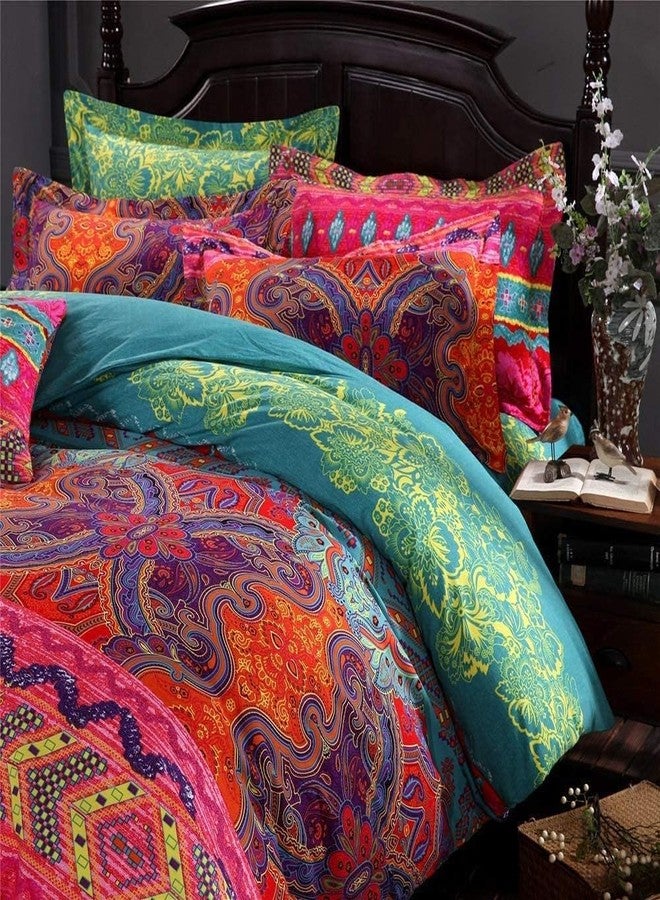 BUPIRD Boho Full Size Comforter Set Soft Chic Boho Comforter Set 3 Pieces Lightweight Exotic Yellow Orange Bohemian Mandala Colorful Retro 1 Boho Comforter and 2 Pillowcases for All Seasons - Image 4