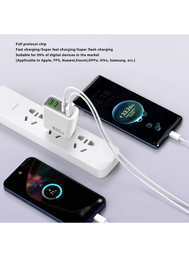 200W UK 5 Ports Multifunctional Super Fast Charger Adapter Mobile Phone Wall Charger Travel Power Adapter Black - Image 4