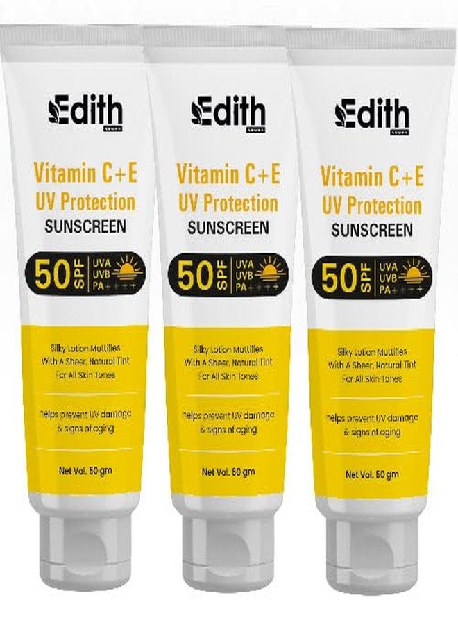 EDITH واقي شمس سيم بفيتامين سي + إي، عامل حماية من الشمس 50 PA+++، حماية من الأشعة فوق البنفسجية، 85 غرام، عبوة من 3 قطع - Image 2