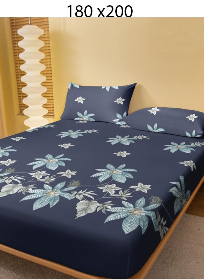 Generic Fitted Bed Sheet Blue 180 x 200 cm Without Pillow Cover  - Image 1