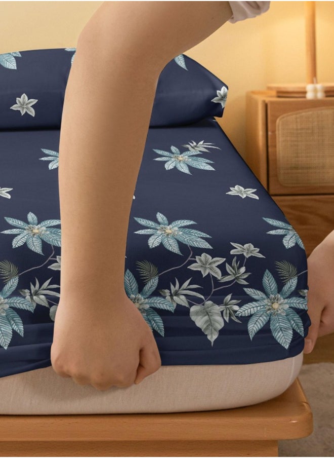 Generic Fitted Bed Sheet Blue 180 x 200 cm Without Pillow Cover  - Image 2