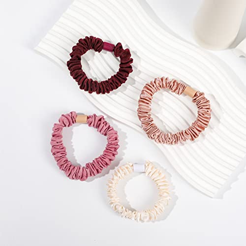 Ivyu Hair Ties Satin Scrunchies - Small Mini Scrunchy for Women Thick Hair Accessories Cute Soft No Slip Hair Elastics Ponytail Holder for Curly Hair No Damage Hairties Gift for Girls - Image 5