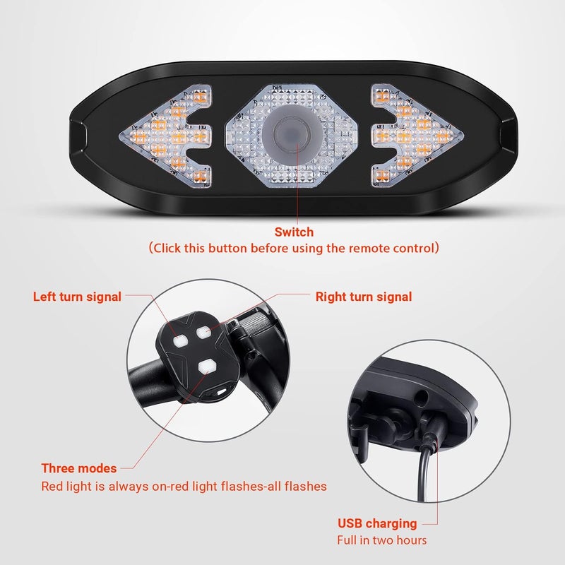 MOMIMO Bike Tail Light with Turn Signals Wireless Remote Control Waterproof Bicycle Rear Light Back USB Rechargeable Ultra Bright Safety Warning Cycling Taillight for Night Long use oriented quality - Image 2