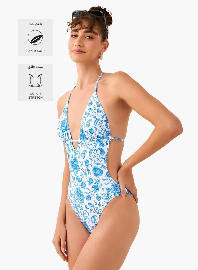 سبلاش فيڤ Printed Swimsuit with Tie-Ups