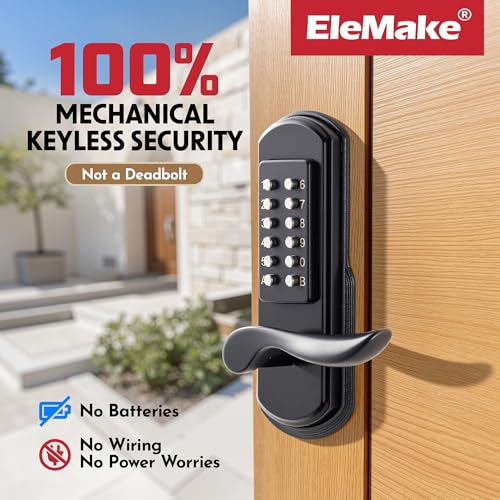 Elemake Keyless Door Lock with Keypad, Right Handed Mechanical Door Lock, Security Combination Digital Stainless Steel 304 - Not a Deadbolt - Image 2