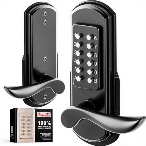 Elemake Keyless Door Lock with Keypad, Right Handed Mechanical Door Lock, Security Combination Digital Stainless Steel 304 - Not a Deadbolt - Image 1