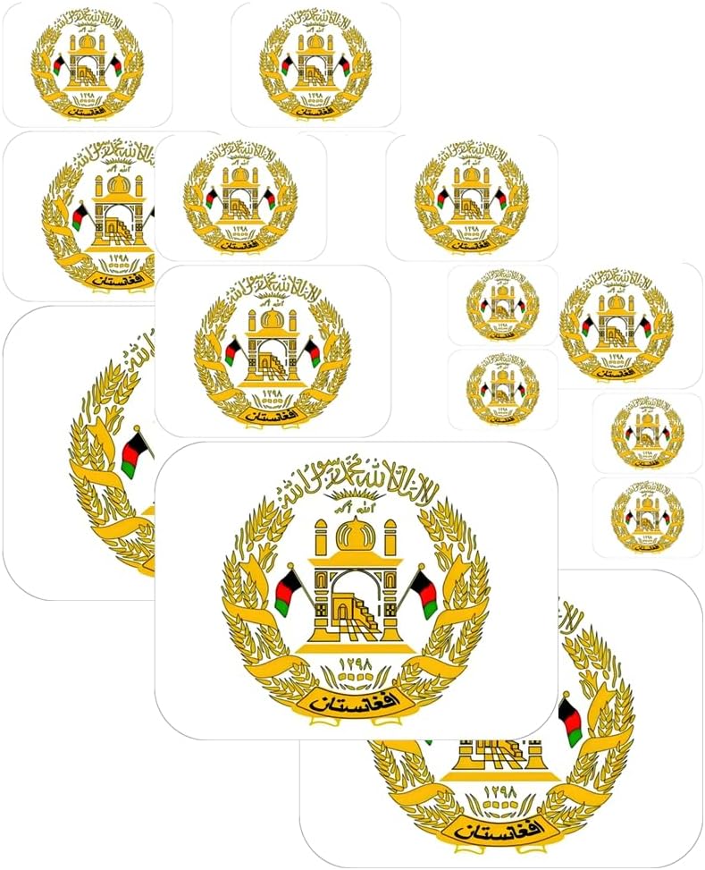vmcoatdu شعار النبالة الأفغاني طباعة بالليزر أفغانستان الشعار الوطني ملصق 3 قطع ملصق بأحجام متعددة ملصقات (أحمر أفغانستان) - Image 1