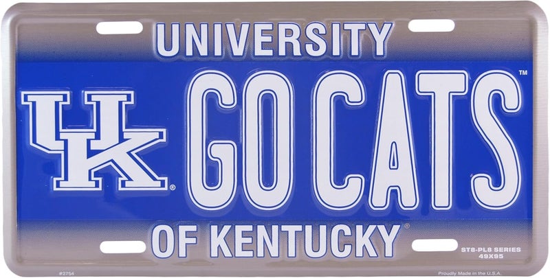University of Kentucky GO CATS Metal License Plate Wall Tag