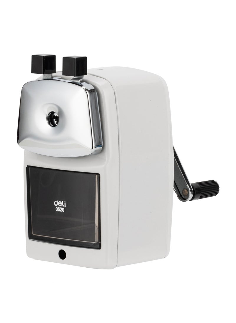 Deli مبراة أقلام دوارة دلي E0620 قطعة واحدة، 125×73×132 مم تصميم يدوي مع حاوية للتخلص من الشظايا - مثالية للاستخدام في المدرسة والمكتب - Image 3