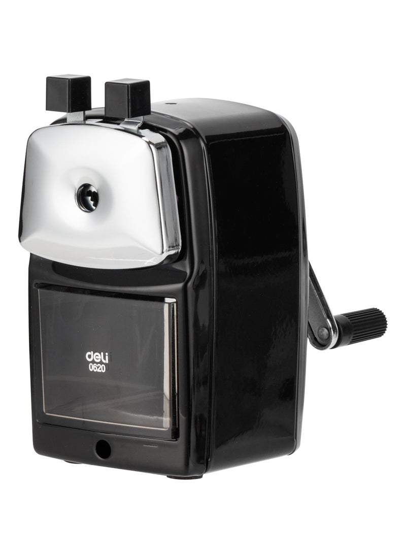 Deli مبراة أقلام دوارة دلي E0620 قطعة واحدة، 125×73×132 مم تصميم يدوي مع حاوية للتخلص من الشظايا - مثالية للاستخدام في المدرسة والمكتب - Image 4