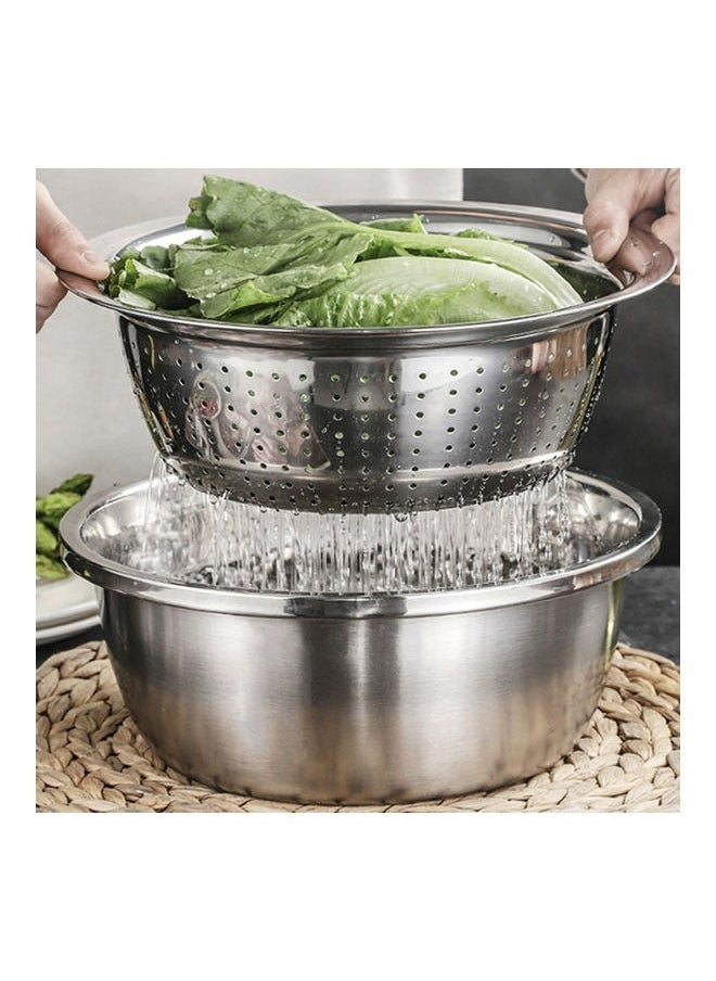 RollsTimi  3 In 1 Multifunctional Basin Bowl Set With Grater Silver  - Image 2