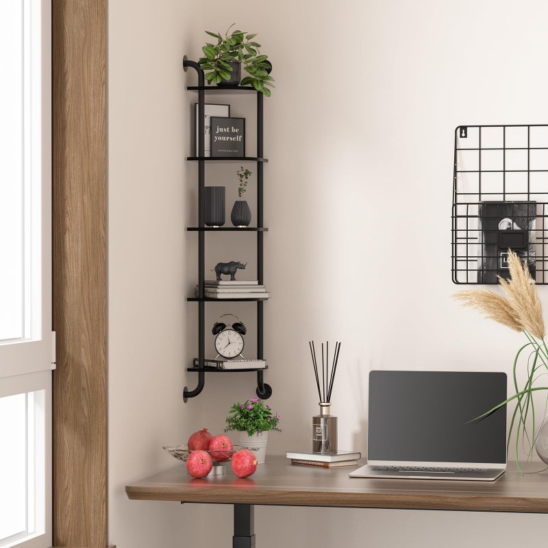 Tinpin Corner Shelf 5-Tier, Wall Shelves for Bedroom, Hanging Corner Shelves Wall Mount, Rustic Industrial Pipe Shelves for Bathroom Thanksgiving Day, Living Room Decor (Black) - Image 5