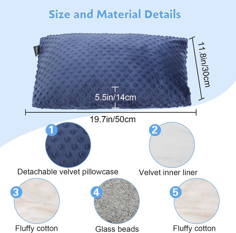 Hugsmiling Weighted Pillow, 6.6lbs Tactile Sensory Huggable Throw Pillows with Machine Washable Cover, Chemical-Free Fabric, Better Sleep on Couch(Navy) - Image 2
