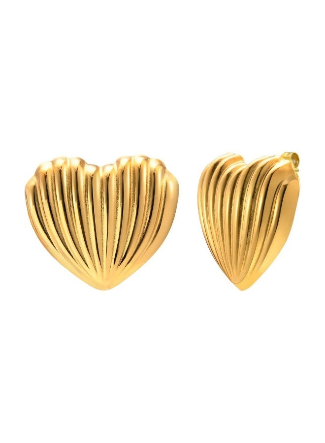 Fayrouz Jewellery Women's Gold Hoop Earrings 18K Gold Plated Stainless Steel Hoop Earrings, Lightweight Hypoallergenic Ear Studs, Fashion Jewelry by Fairuz Jewelry  - Image 2