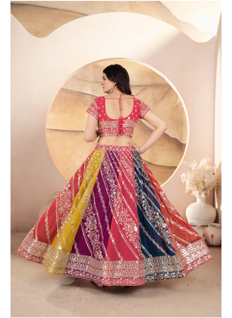 Super Asian “Starlit Symphony” – Faux Georgette Lehenga Set with All-Over Sequin Embroidery & 4.5m Flair  - Image 2