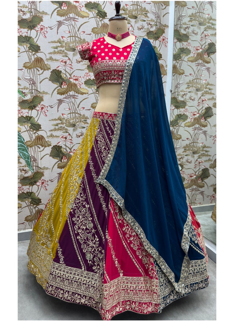 Super Asian “Starlit Symphony” – Faux Georgette Lehenga Set with All-Over Sequin Embroidery & 4.5m Flair  - Image 5