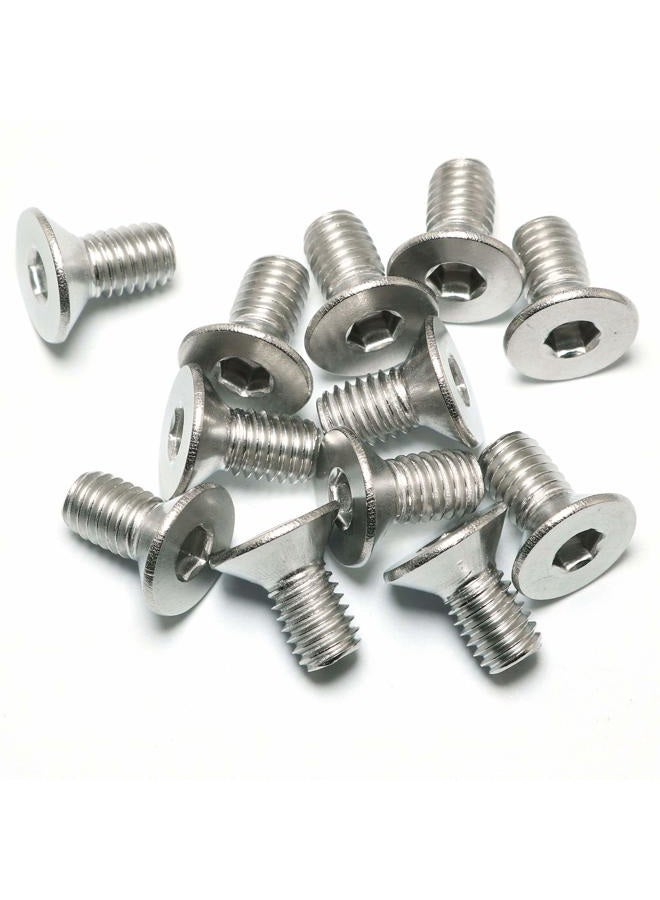 PZRT 12pcs Hexagon Hex Socket Countersunk Screw Stainless Steel A2-70 Flat Head Screw Allen Bolts M5x10, Silver Tone - Image 1