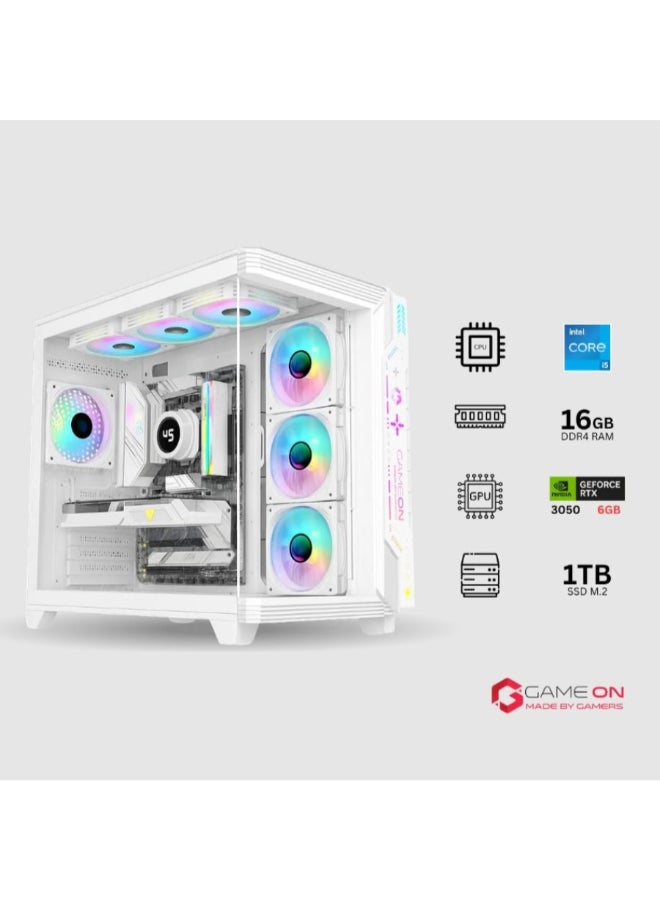GAMEON Gaming PC With Core i5-14400F Processor/16GB RAM DDR4/1TB SSD/6GB Nvidia GeForce RTX 3050 Graphics/ White - Image 2