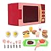 Cuterabit Toy Microwave Oven Playset with Light and Sound Toy Kitchen Appliances for Kids Play Kitchen Accessories and Toy Food for Toddlers 3 Year Old Up Girls Boys Red - Image 4