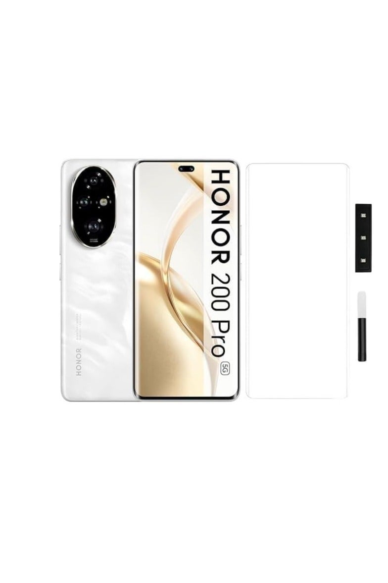Compatible with Honor 200 Pro Screen Protector [Liquid UV Tempered Glass] Full Screen adhesive [Sensitive Touch][Fingerprint Sensor Compatible] HD Transparent