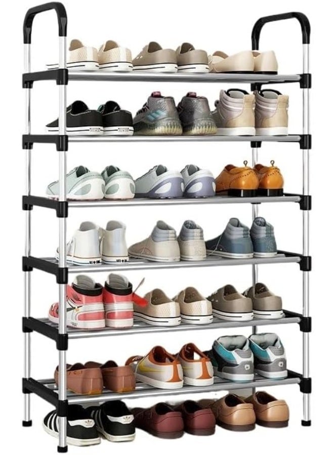 نادراب رف أحذية مكون من 6 طبقات، رف أحذية معدني بسيط للاستخدام المنزلي، خزانة أحذية، صندوق تخزين، خزانة أحذية، تخزين النعال، إطار باب متعدد الطبقات، رف أحذية. - Image 2