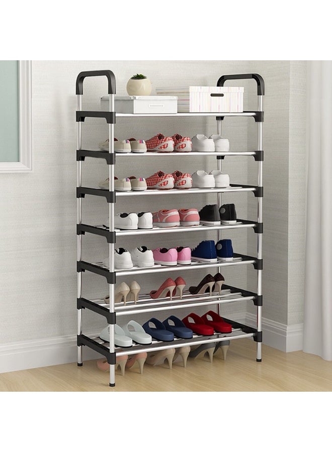 نادراب رف أحذية مكون من 6 طبقات، رف أحذية معدني بسيط للاستخدام المنزلي، خزانة أحذية، صندوق تخزين، خزانة أحذية، تخزين النعال، إطار باب متعدد الطبقات، رف أحذية. - Image 1