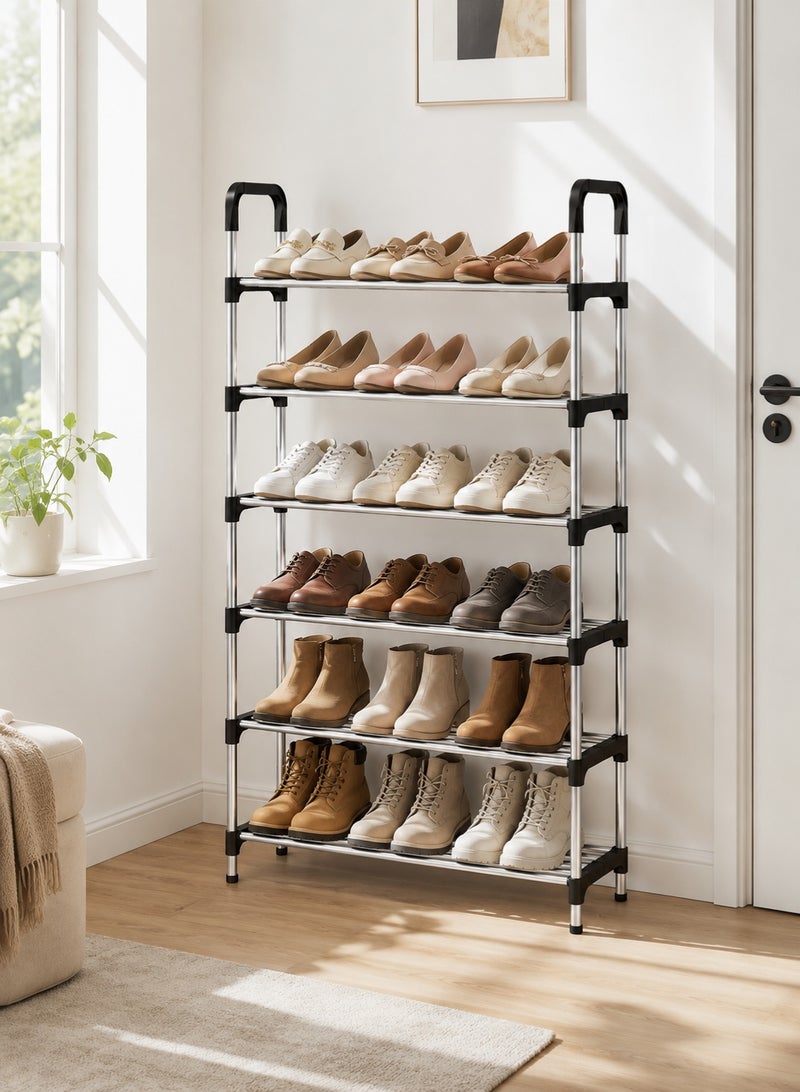 Nadrab 6-tier shoe rack, simple metal shoe rack for home use, shoe cabinet, storage box, shoe cabinet, slipper storage, multi-layer door frame, shoe rack. - Image 3