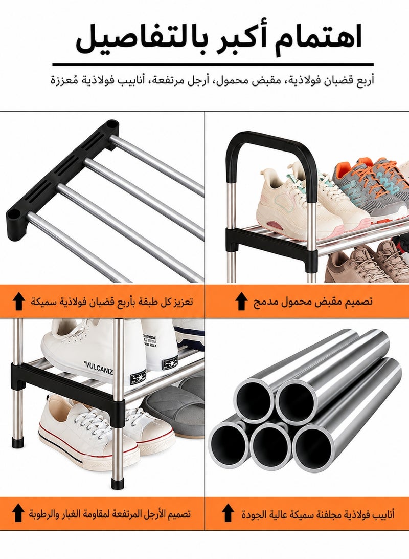 Nadrab 6-tier shoe rack, simple metal shoe rack for home use, shoe cabinet, storage box, shoe cabinet, slipper storage, multi-layer door frame, shoe rack. - Image 5