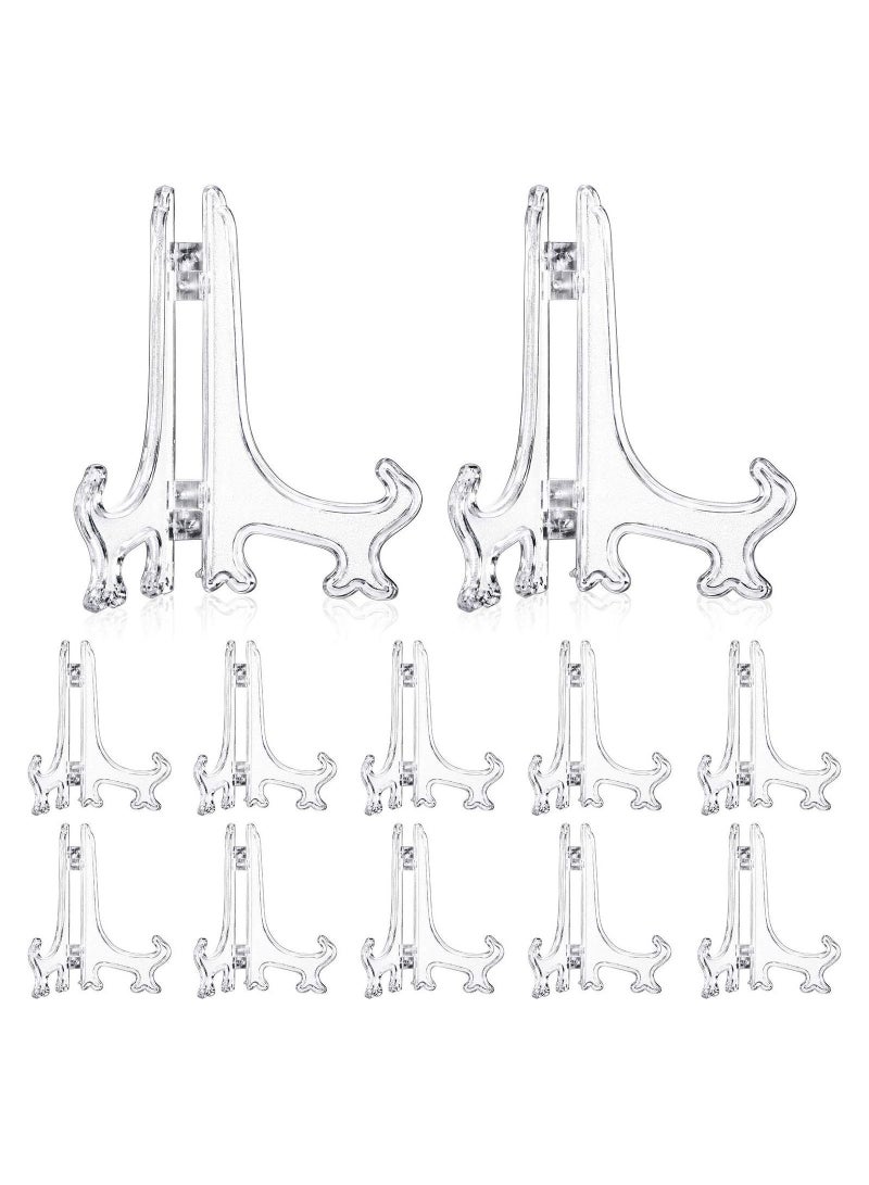 Y&D 12 Pieces Plastic Easel Stands Plate Holders, KASTWAVE Picture Stand Clear for Display Frame Collectibles Desktop Weddings Party Home Decoration (6 Inches) - Image 1