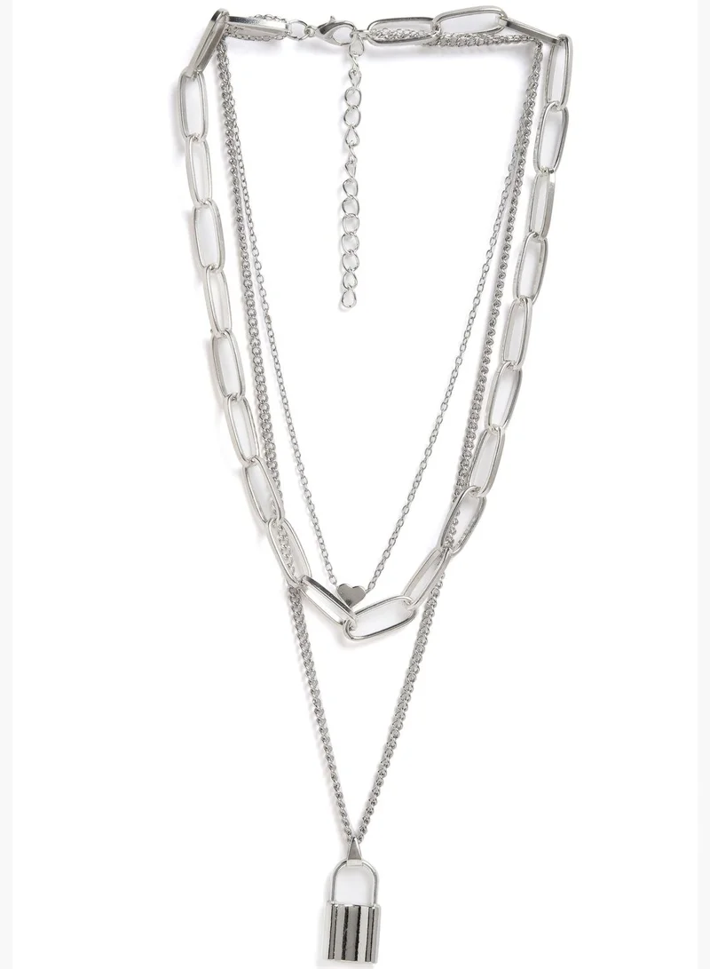 SOHI Pack of 3 Silver Plated Trendy Zirconia Chain