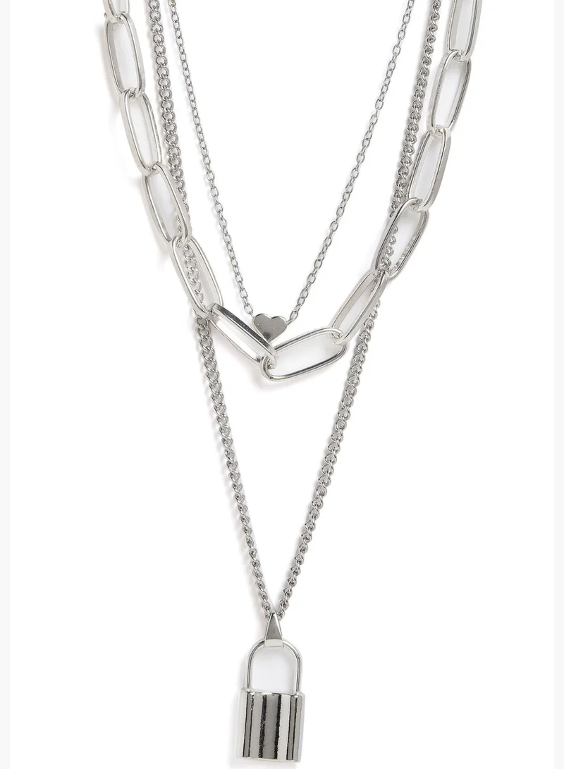 SOHI Pack of 3 Silver Plated Trendy Zirconia Chain