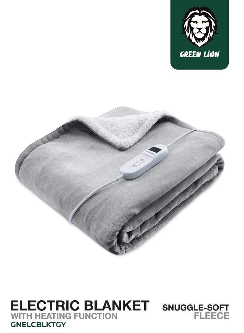 GREEN LION Premium Electric Blanket 160W with LCD Controller Electric Heating For Period Back Pain / machine washable / Adjustable Heat Level / Simple Control Buttons / Cord Length: 2.3 m - Grey - Image 1
