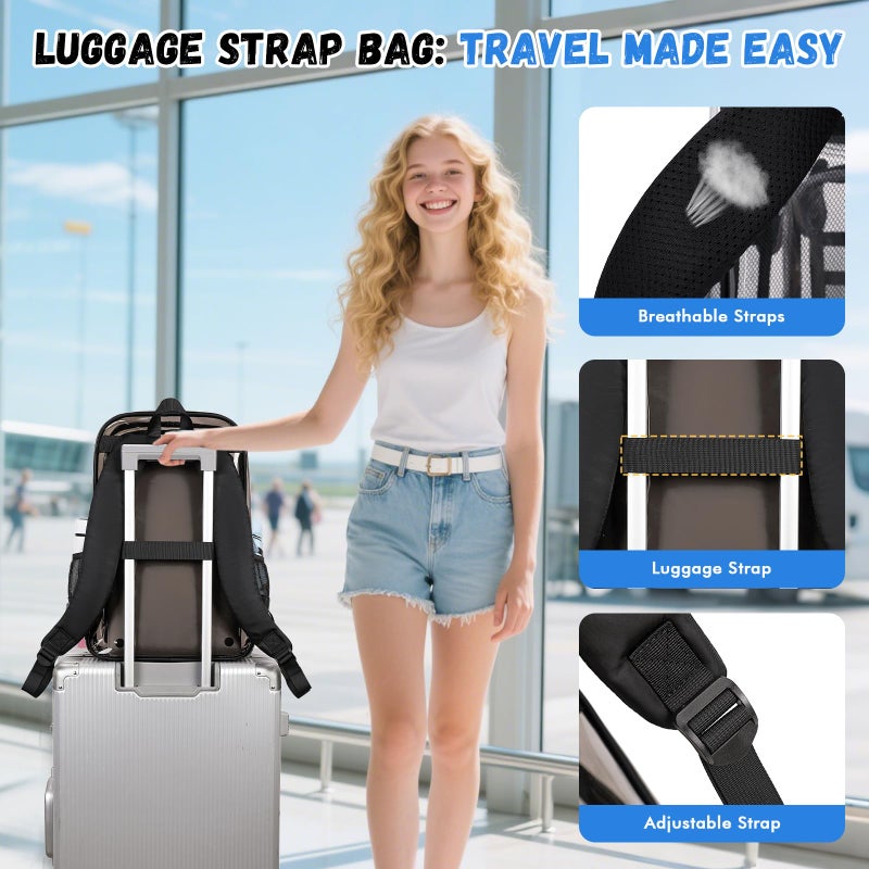 ASKSKY Large Clear Backpack Transparent Heavy Duty School Clear Bookbag See Through Bag Boys and Girls for College Work Travel Security, Semi Black - Image 5