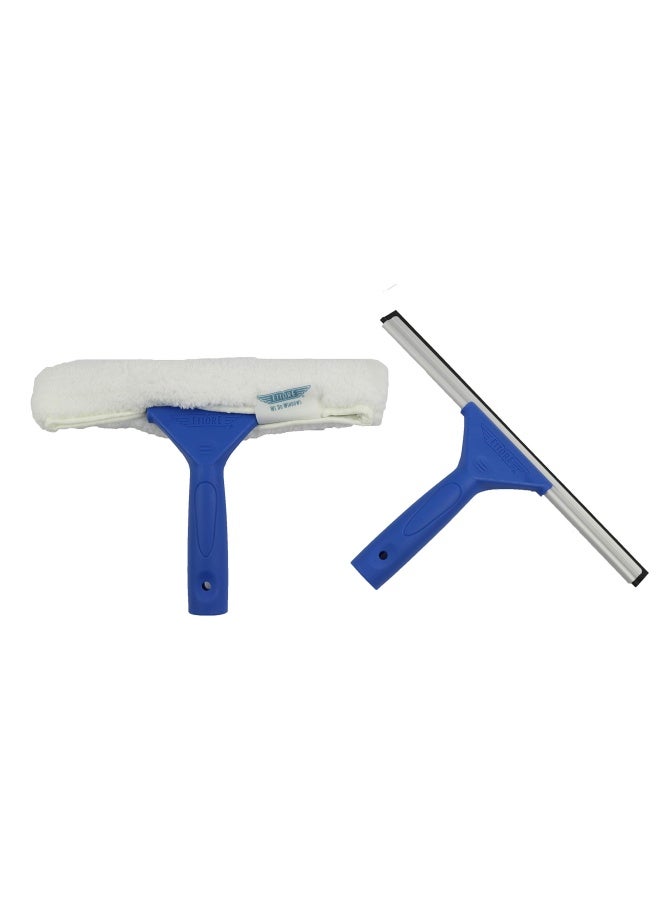 ETTORE Ettore 17050 AllPurpose Window Cleaning Combo Kit Includes 12Inch AllPurpose Squeegee 10Inch AllPurpose Microfiber Washer and 42inch REACH Extension Pole  Blue  - Image 2