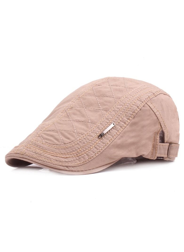Loquat Cotton Beret British Retro Cap Adjustable Beige  - Image 1