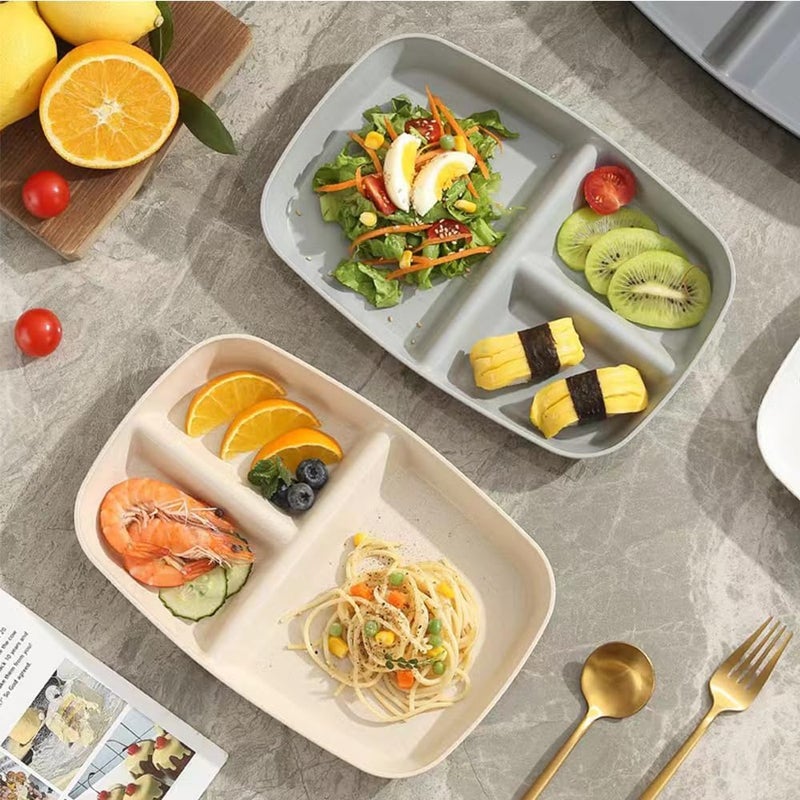PUPOPIK Unbreakable Divided Plates 105 Inch 4 PCSReusable Wheat Straw PlatesPortion Control Plate Adults Microwave And Dishwasher Safe Perfect For Dinner Dishes Kitchen Picnic Party Grey Series - Image 3