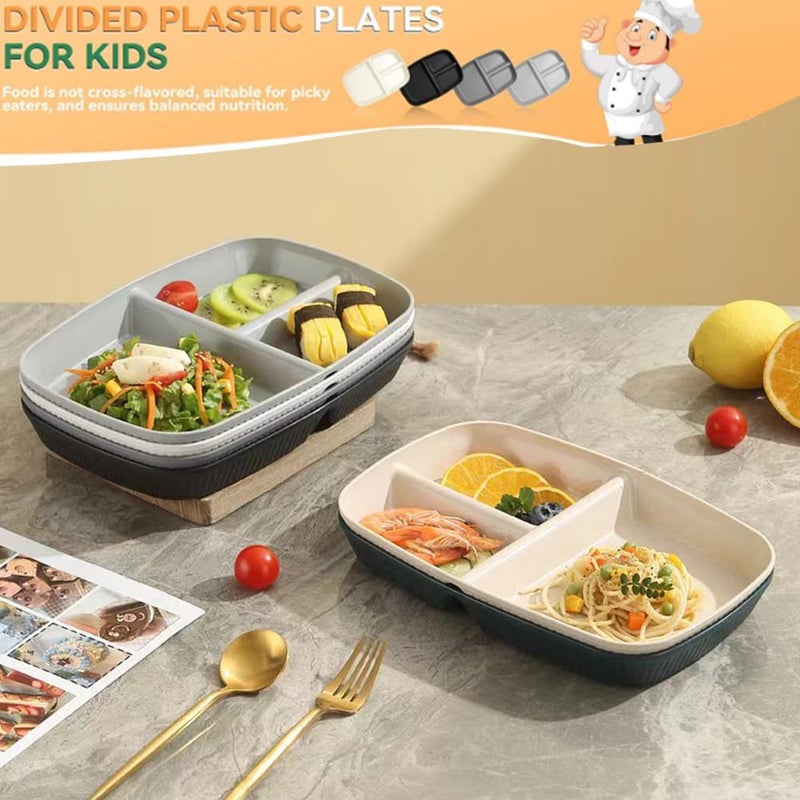 PUPOPIK Unbreakable Divided Plates 105 Inch 4 PCSReusable Wheat Straw PlatesPortion Control Plate Adults Microwave And Dishwasher Safe Perfect For Dinner Dishes Kitchen Picnic Party Grey Series - Image 4