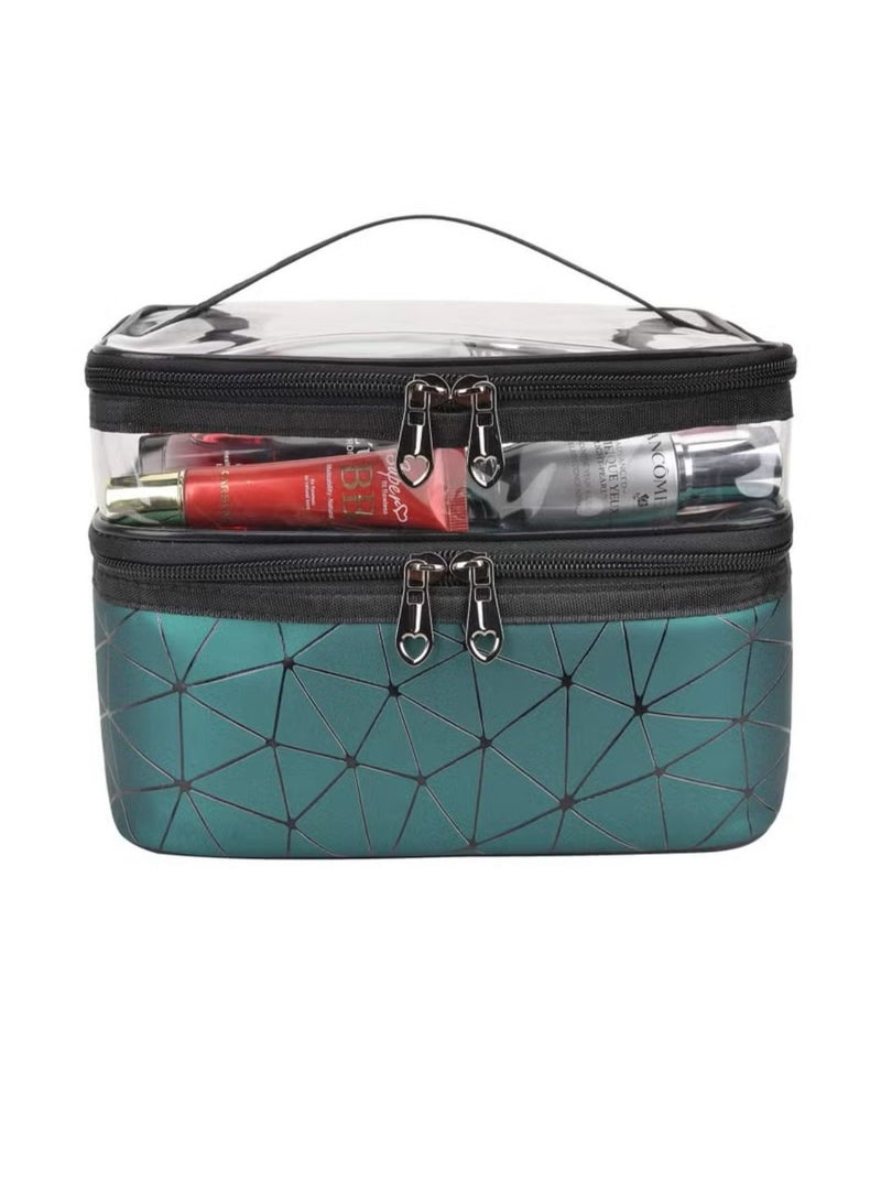 Double-layer Cosmetic Bag Portable Travel Toiletry Bag with Double Zipper - Image 1