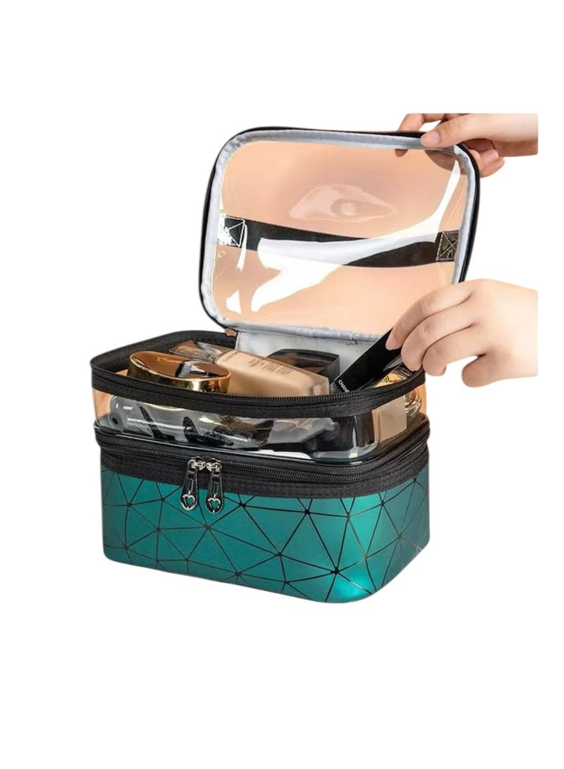 Double-layer Cosmetic Bag Portable Travel Toiletry Bag with Double Zipper - Image 2
