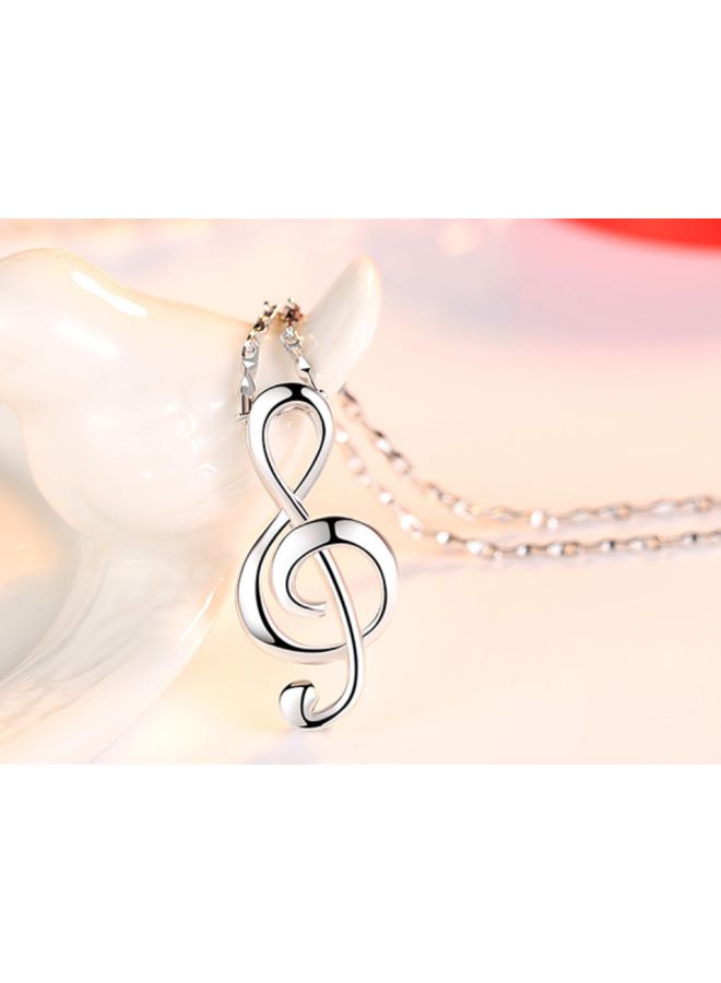 925 Sterling Silver Music Note Shaped Pendant Necklace - Image 5