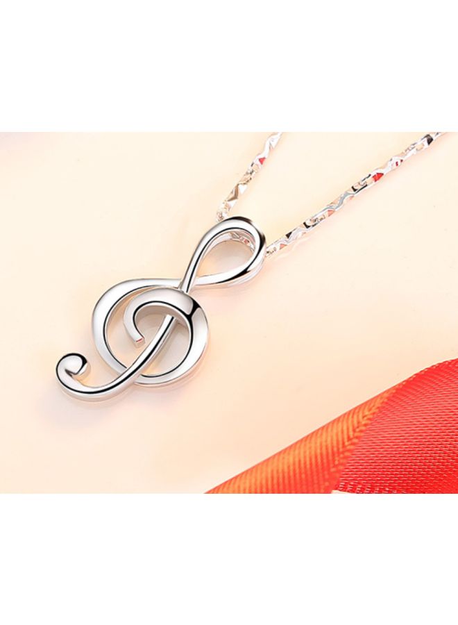 925 Sterling Silver Music Note Shaped Pendant Necklace - Image 4