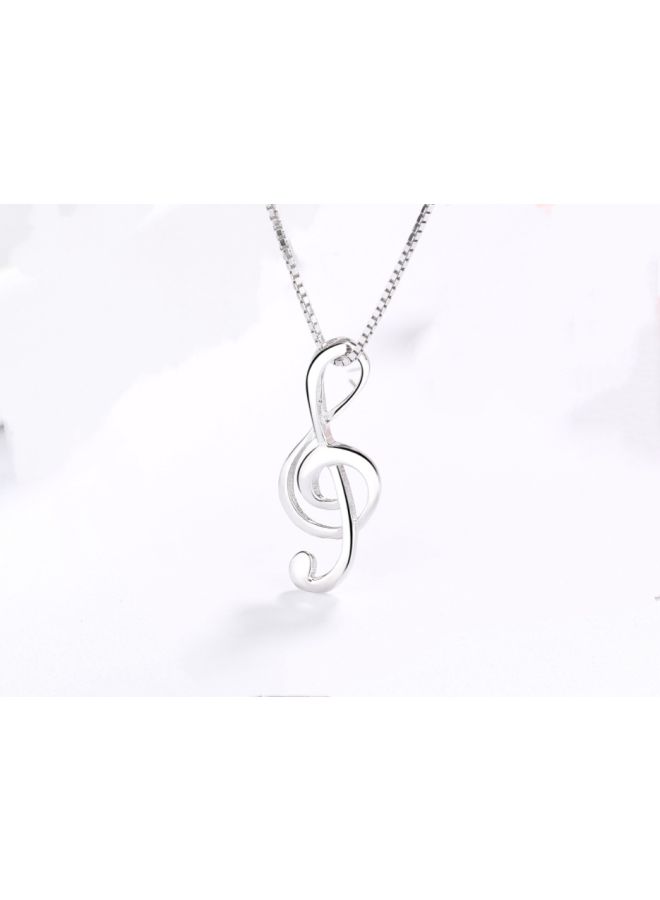 925 Sterling Silver Music Note Shaped Pendant Necklace - Image 2
