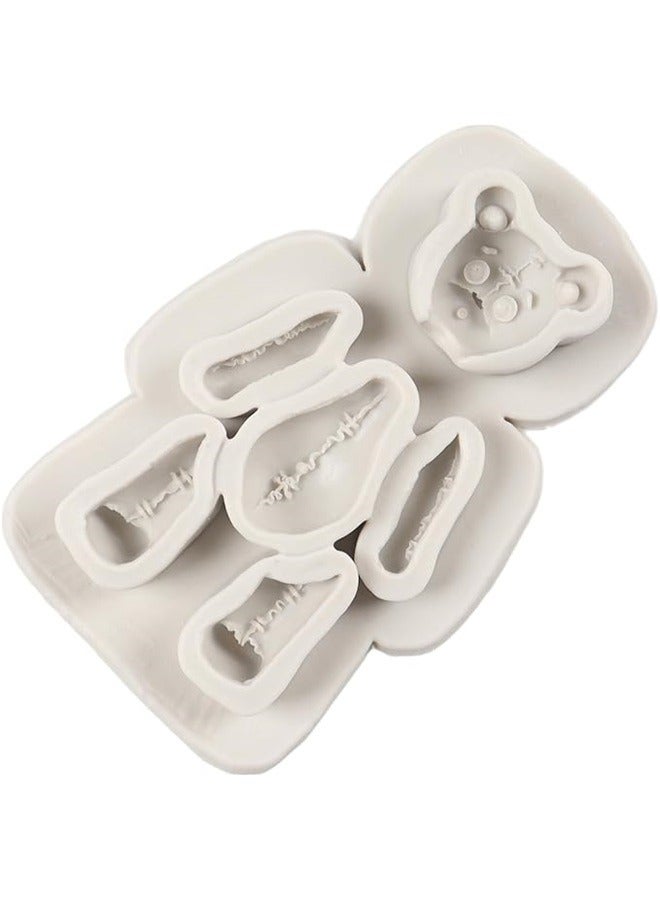 Silicone Cute Bear Mold ，Bear Silicone Molds Teddy Bear Fondant Molds for Cake Decoration Chocolate Cupcake Topper Candy Sugar Craft Polymer Clay Gum Paste - Image 5