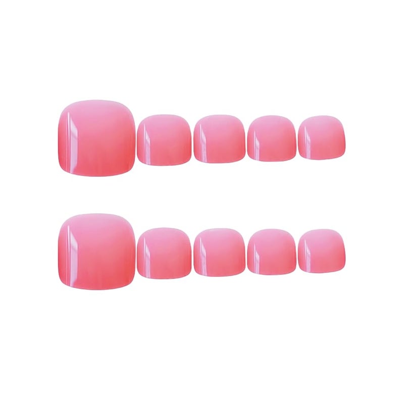 24pcs Press on Toenails for Women French False Toenail Tips with Glue Design Artificial Pink Gel Fake Toenails Pedicure Kit Acrylic False Toenails Stick On Toe Nails for Women and Girls
