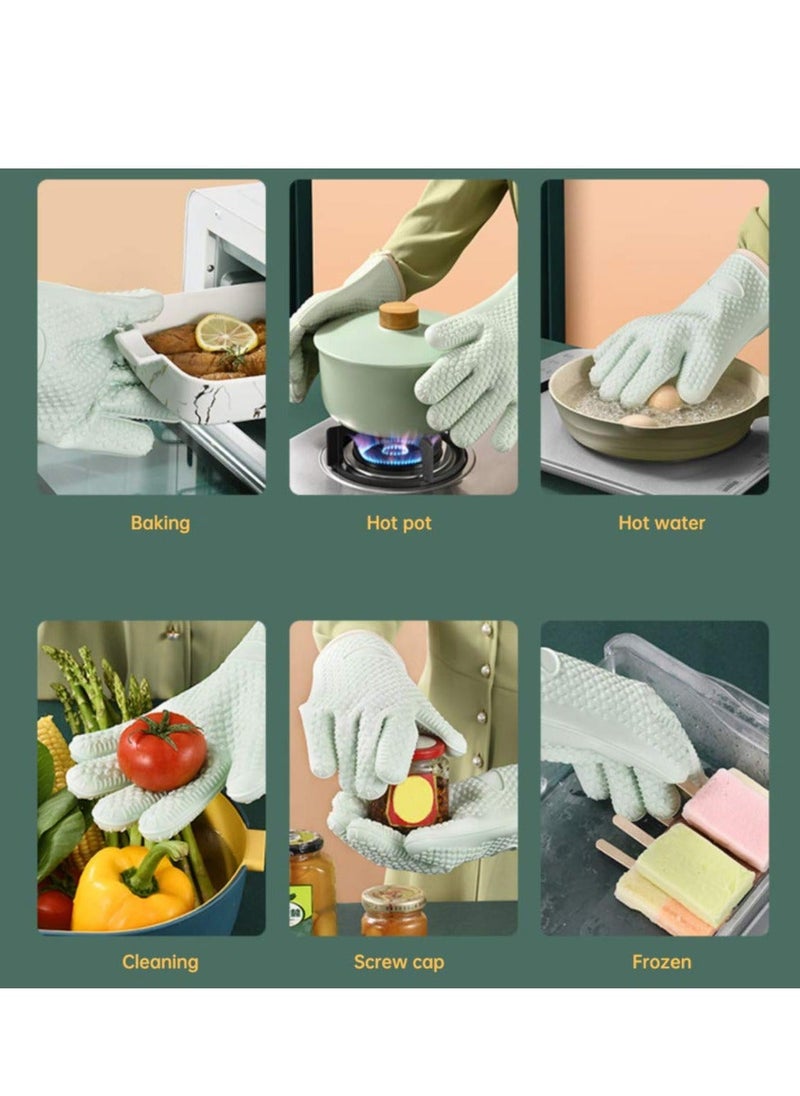 Generic - Oven Mitts,  Professional Heat Resistant Gloves Non-Slip Hand Protective Cooking Gloves Silicone and Cotton Double-Layer Heat Resistant Glove Silicone Gloves Oven Gloves BBQ Gloves - Image 1